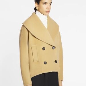 Lanificio Nello Gori Women's Size XXL Pea Coat Mother of Pearl Swing Wool